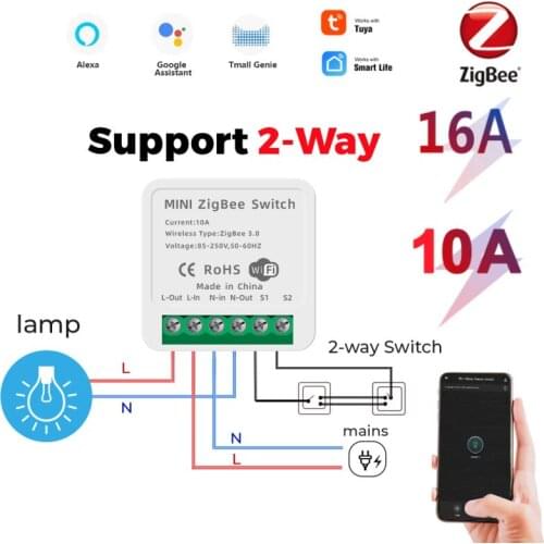Tuya Zigbee Mini DIY Smart Switch Led Light Smart Life Push Module Support 2 Way Voice Relay Timer Works With Google Home Alexa