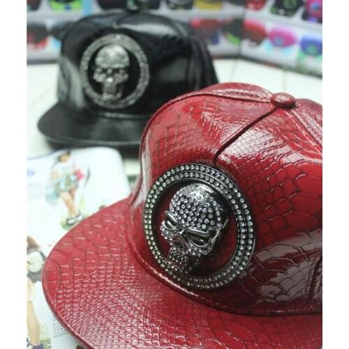 Good quality PU leather skull snapback cap women chapeu bone sports hat casquette sombrero baseball caps hip hop swag cap men