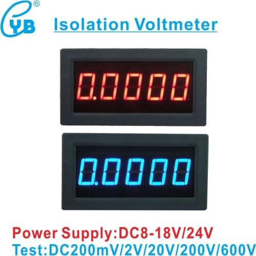 YB5145BI LED Digital Voltmeter DC 200mV 2V 20V 100V Isolation Power DC 8-18V 24V Voltage Meter Volt Tester 200V 300V 500V 600V