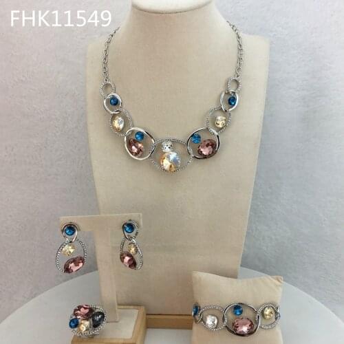 Yuminglai Dubai Fine Jewlery Fancy Cubic Zirconia Jewelry Sets for Women FHK11549