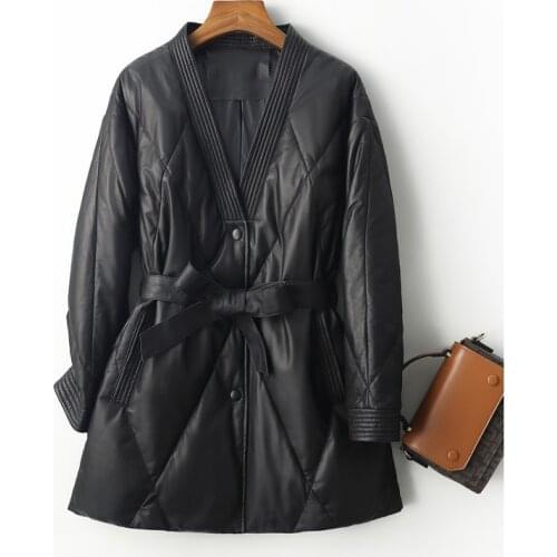 100% Genuine Leather Jacket Women Winter 2021 White Duck Down Coat Female Black Parkas Womens Jackets Casaco Feminino Gxy140