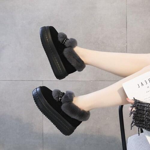 Platform Female Boots Genuine Leather Snow Boots Winter Wedges Shoes for Women Natural Fur Boots Fashion Chunky Shoes Women