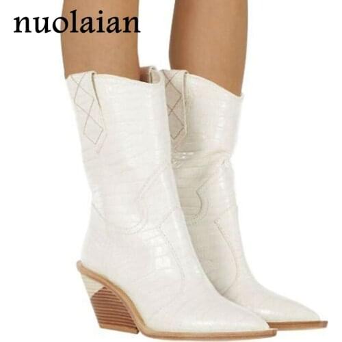 2019 Winter Boot For Woman Leather Ankle Boots Dress Chelsea Boots Womens Bottine 9.5CM High Heel Wedges Ladies Fur Snow Boots