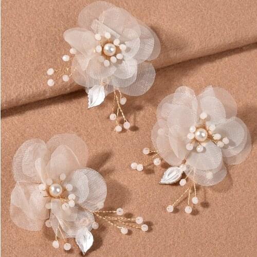 Korean Yarn Flower Hairpins for Women Ladies Hair Clip Spring Clip Headdress Elegant Headpiece Fashion Hair Jewelry Accessories