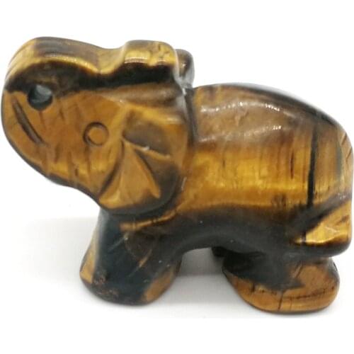 1.5 Inch tiger eye craft stone Elephant Figurines Carved Mini Animal Statue for Decor Chakra Healing crystal quartz feng shui