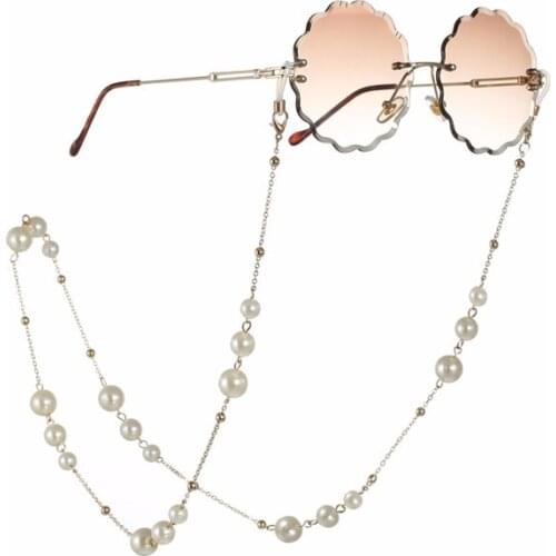 1PC Fashion White Pearl Beaded Sunglass Reading Glasses Eyeglasses Chain Cord Holder Rope For Men Women New Hot Sale White