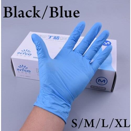100pcs Black Disposable Latex Nitrile Glove Working Gloves Food Grade Waterproof Allergy Free Work Safety Gloves S/M/L/XL Gloves
