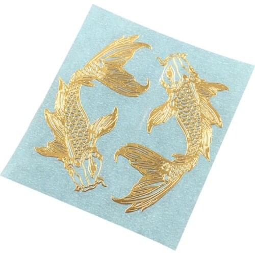 2Pcs/Pair Golden Carp Fish Epoxy Resin Mold Metal Sticker DIY Jewelry Fillings A0NF