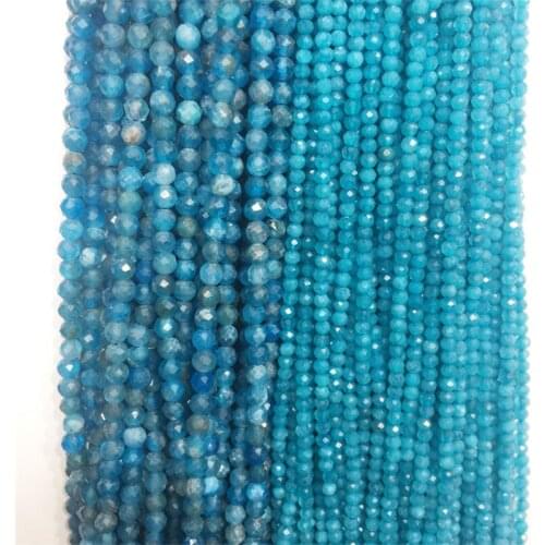 3MM 4MM Faceted Blue Apatite Jasper Undyed Jade Loose Gemstone Natural Stone Beads for Therapy Health Care