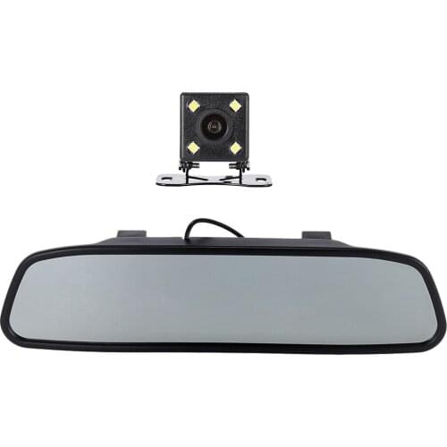 4.3Inches Mirror Car Wide Angle Rear View+Reversing Rear View Camera Black