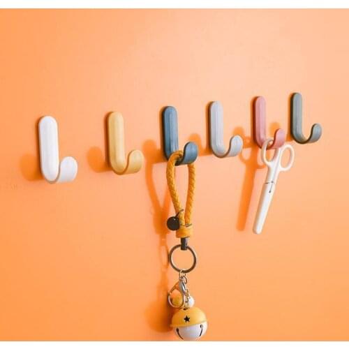 4PCS /1PC Towel Hook Plastic Door Hanger Hat Racks Key Hanger Wall Organizer Self Adhesive Wall Hanger Home Decor Key Holder