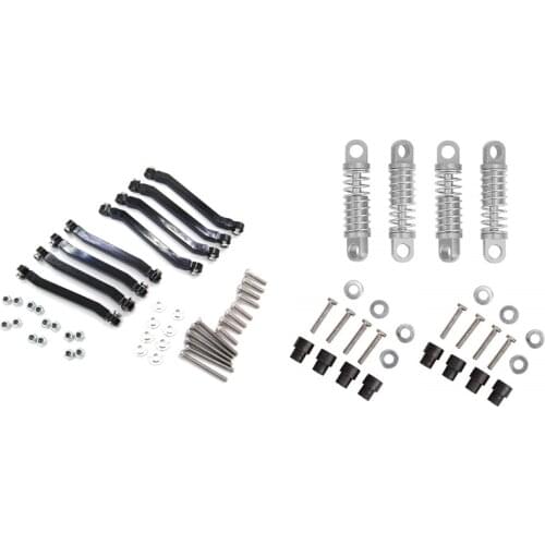 4Pcs Shock Absorber Damper Oil Filled Type for 1/28 Wltoys K969 & 1set Pull Rods Drag Link Suspension for MN D90 D91