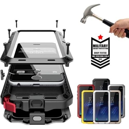 Armor Tank Aluminum Heavy Duty Protection Case For Samsung Galaxy S21 Ultra S20 Plus S10 S9 S8 S7 Edge Metal Tank 360 Full Cover