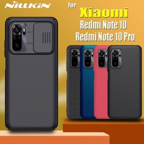 For Xiaomi Redmi Note 10 Pro Max 10s Case NILLKIN Slide Camera Lens Protect Privacy Frosted Textured Fiber Cover on Redmi Note10
