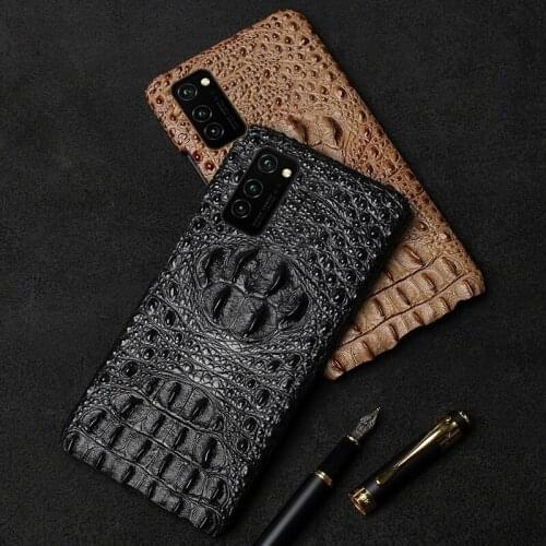 New 3D Crocodile Pattern Genuine Leather Standing Case For Huawei Honor V30 Pro Cases For Huawei Honor V20 Phone Cover Coque