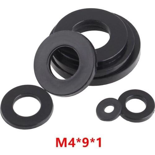 1000pcs M4*9*1 Black Nylon Flat Washer DIN125 Plastic Plated Seals Washer Ring Gasket Spacer m4x9x1mm