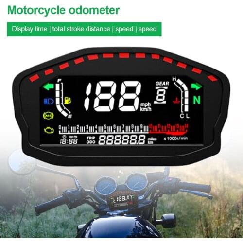 LCD Digital Universal Motorcycle Odometer Speedometer Waterproof Tachometer Gauge Engine trouble light reminder For Honda