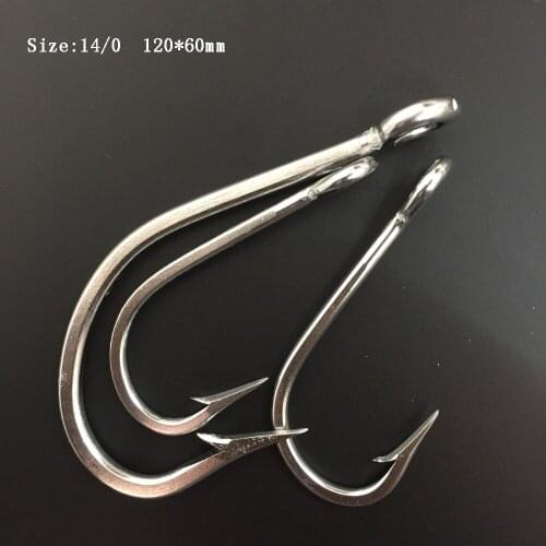 CN02 10pcs 14/0 Mustad Fish Hook Stainless Steel Fishing Hook Jigging Fishing Hook Big Game Fishing Hook