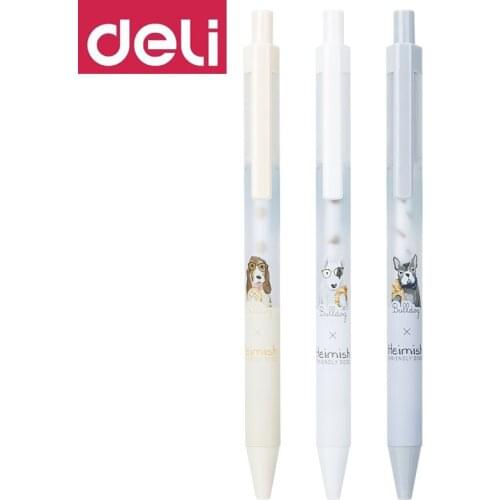 DELI Push-type Gel Pen 12 Pcs A048A-02 Black Signature Pen 0.38mm Student with Full Needle Water-based Pen Writing Painting Tool