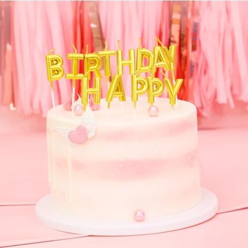 Birthday Party Gold Plated Candle Cake Decoration Creative English Alphabet Birthday Cake Insert Ornaments