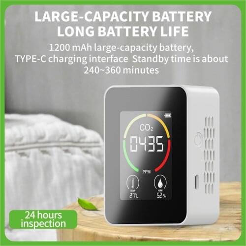 CO2 Detector Thermohygrometer Home Digital Air Detector Intelligent Air Quality Analyzer Household Air Pollution Monitor