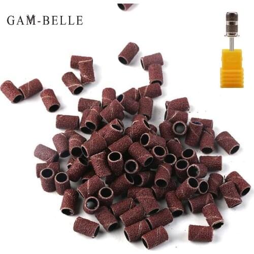 GAM-BELLE 100Pcs Nail Art Sanding Band Gel Polish Remover Tool Accessory Manicure Pedicure Electric Machine Nail Drill Bits Set
