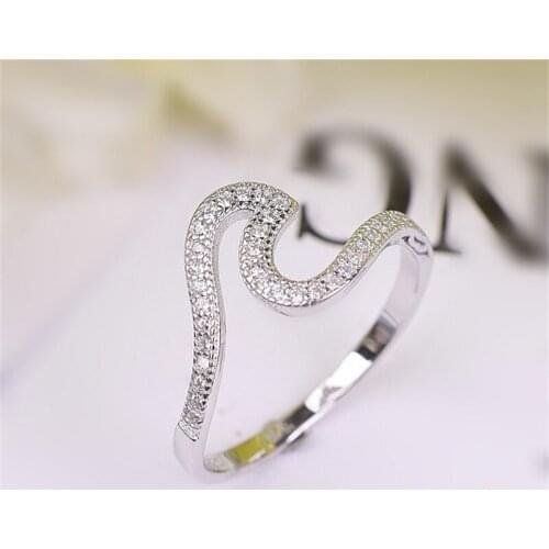 Fashion 100% 925 Sterling Silver Irregular wave Simple Rings Charm Jewelry Accessorie Valentine Gift bague argent 925 femme Girl
