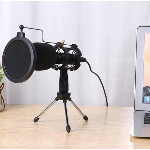 Condenser USB Microphone Kit Studio Stand Foldable Tripod Filter Sponge for PS4 Gaming Computer YouTube Microphone Stand