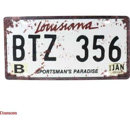 Car License Plate cover Vintage Retro Metal Tin Sign number frame bolts Poster Plaque Bar Pub Club Wall Home Decor 30x16cm