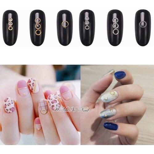 100 pcs new 3d nail art deco silver mini japan gold alloy hollow rivet hardware tools kawaii circle nail
