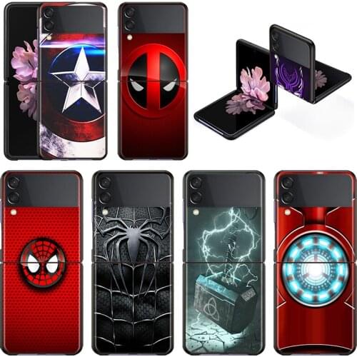 Fashion New Mobile Cover Marvel Superhero Logo Shockproof Hard Shell For Samsung Galaxy Z Flip 3 5G Black Fundas Phone Case