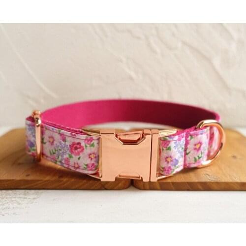 MUTTCO Fashion Dog Collar Bowknot Leash Set Rose Gold Buckle UDC-048M Large Size, Good Quality, Simple and Generous
