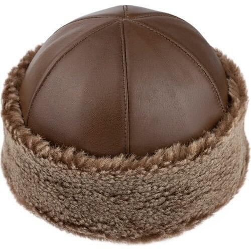 Mens Brown with Furs Inside Lambskin Börk, Hat