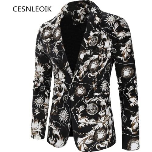 Male Suit Blazer Printed Men Slim Jacket Vintage Suits Fashion Luxury Formal wedding Dress Stage Costumes for Singers