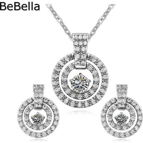 New New Design Classic Zirconia Circle Pendant Necklace Earrings Set Made With High Quality Zirconia For Wedding Jewelry