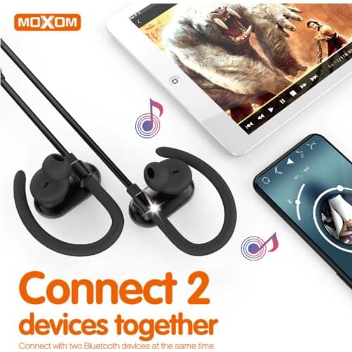 MOXOM Bluetooth Earphones Wireless Headset 4.1+EDR Sweat Proof Earbuds Professional Bass Earphone Ultra Long Time for Phone