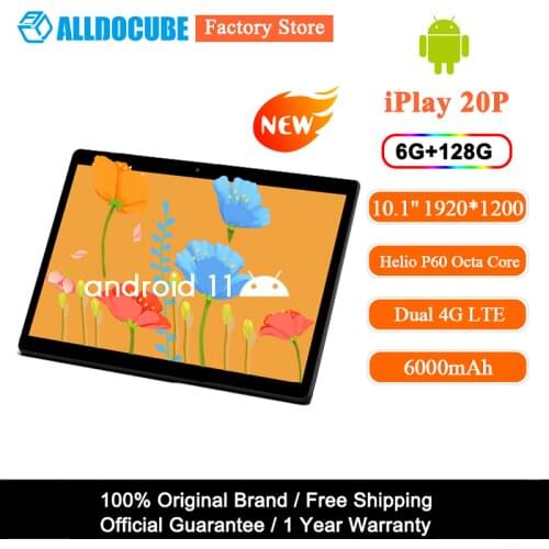 【New】Alldocube iPlay 20P 10.1 Inch Tablet PC 1920x1200 FHD Screen 6GB RAM 128GB ROM 6000mAh Battery Dual 4G LTE Call Android 11