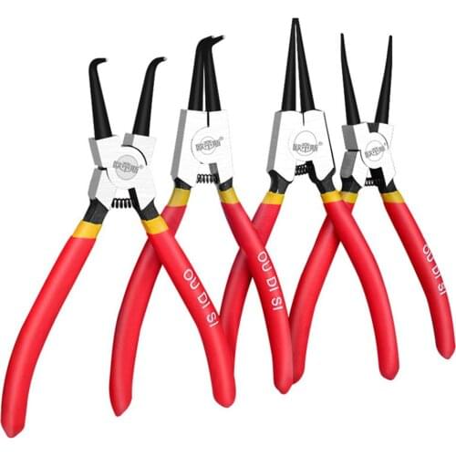 Portable 7" Internal External Pliers Retaining Clips Multifunctional Snap Ring Bent Straight Circlip Pliers For Hand Tool