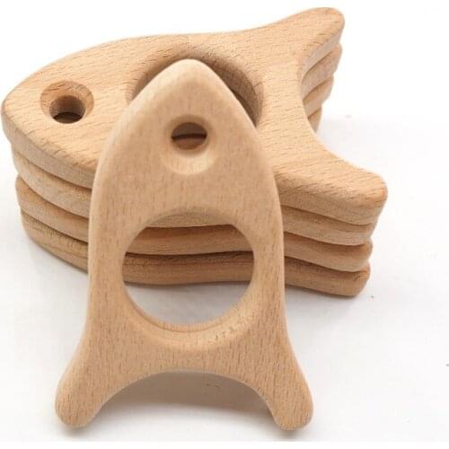 Chenkai 10pcs Wood Airplane Teether Nature Baby Rattle Teething Grasping Toy DIY Organic Eco-friendly Wooded Gift Accessories