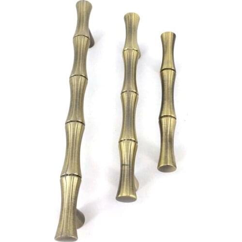 2.5" 3.75" 5" Antique Bronze Dresser Drawer Pulls Handles Knobs Bamboo Shape Kitchen Cabinet Cupboard wardrobe door Handle Pull