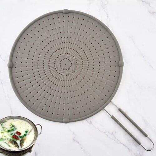 Silicone Splatter Screen Guard Heat Resistant Nonstick Oil Grease Pan Lid Cover Strainer Drain Board Frying Pot Mat
