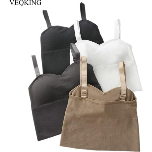 VEQKING Women Yoga Tank Tops,Seamless Solid Wireless Fitness Yoga Sports Bras,Workout Wrapped Chest Crop Tops Sports Bra Top