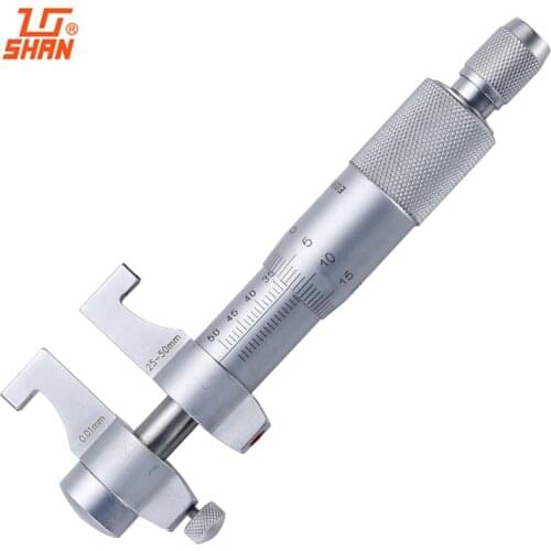 SHAN Inside Micrometers 25-50mm/0.01mm Carbide Metric Ratchet Screw Gauge Caliper Measuring Tools