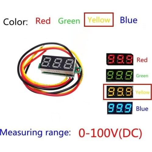Yellow Second line precision dc digital voltmeter head LED digital voltmeter DC4.5V-30V 0.28 Inch Mini Digital Voltmeter