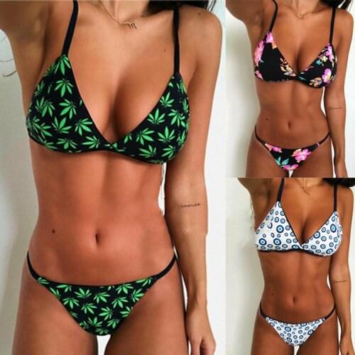 Women Swimwear Cartoon Pritned Sexy Bikini Set New Push Up Padded Biquini Swimsuit Women Bathing Suit Swimming Suit