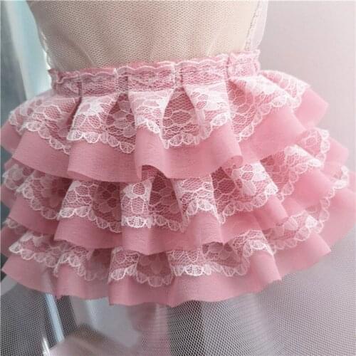 1M Embroidery Tulle Lace Fabric Multi layer Lace Ribbon Chiffon Lace Collar 11cm Wide Lace Trim For Sewing dentelle encajes L25