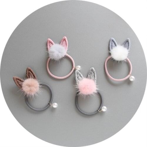 1 PCS New Cute Long Rabbit Ears Children Hair Ropes Elastic Rubber Hair Band Girls Accessories Baby Headwear Kids Headdress