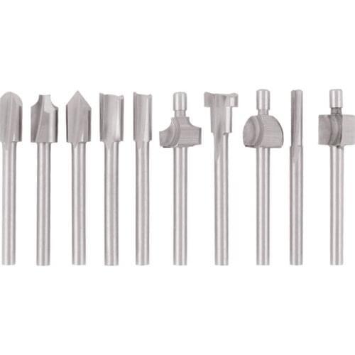 10pcs Woodworking HSS Router Bits Rotary File Burrs Milling Slotting Cutter Set
