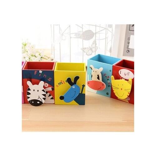 2pcs cartoon animal cute wood multi-functional with photo clip creative square wooden pen barrel wholesale student pen barrel