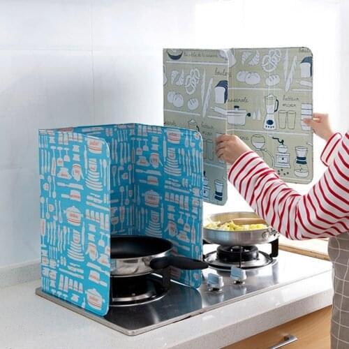 3-Sided Kitchen Splatter Guard Foldable Oil Proof Board Aluminum Foil Gas Stove Shield